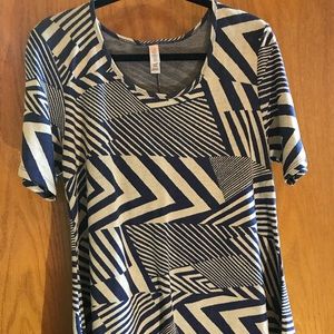 Lularoe Dark Blue and White Perfect T Large